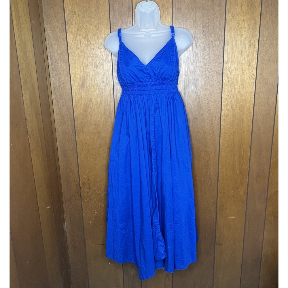 Old Navy Maxi Dress Womens S Blue Scarf Hem Smocked Open Back Boho Resort Beach